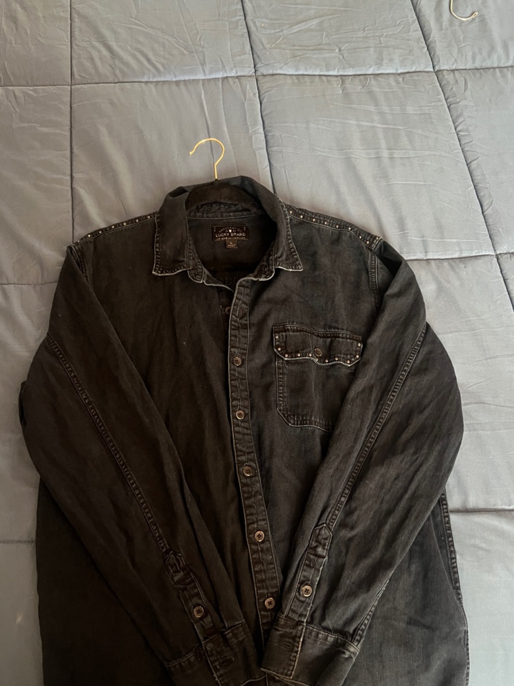 Lucky Brand Black Button-Down Denim Shirt